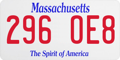 MA license plate 296OE8