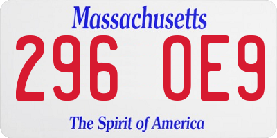 MA license plate 296OE9