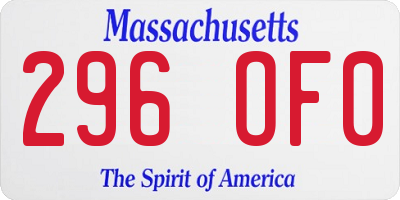 MA license plate 296OF0