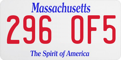 MA license plate 296OF5