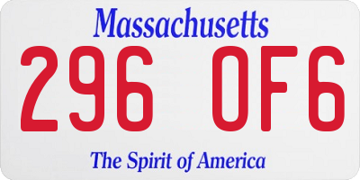 MA license plate 296OF6