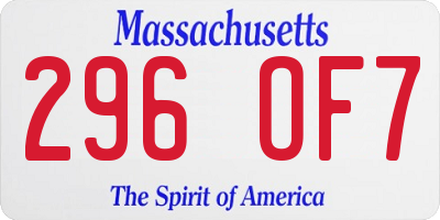 MA license plate 296OF7