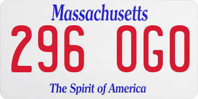 MA license plate 296OG0