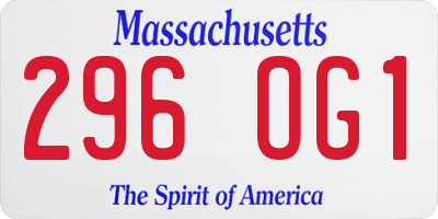 MA license plate 296OG1