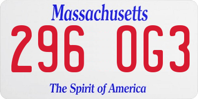 MA license plate 296OG3