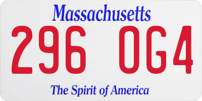 MA license plate 296OG4
