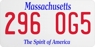 MA license plate 296OG5