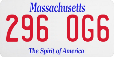 MA license plate 296OG6
