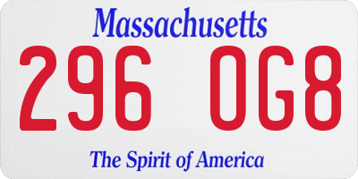 MA license plate 296OG8