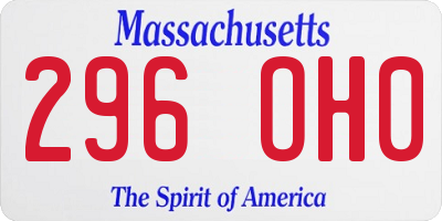 MA license plate 296OH0