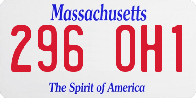 MA license plate 296OH1