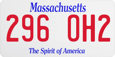 MA license plate 296OH2