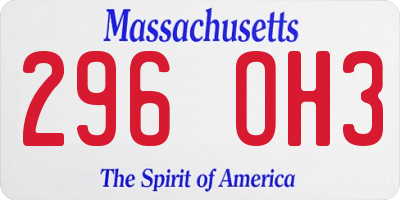 MA license plate 296OH3