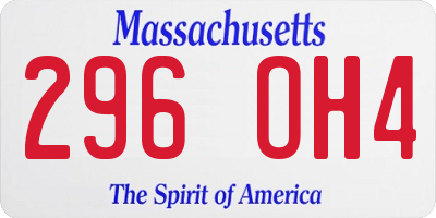 MA license plate 296OH4