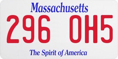 MA license plate 296OH5