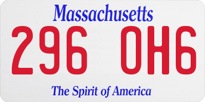 MA license plate 296OH6