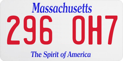 MA license plate 296OH7