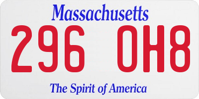 MA license plate 296OH8
