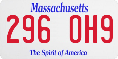 MA license plate 296OH9