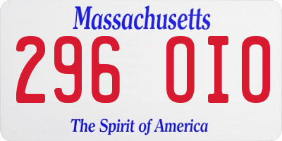 MA license plate 296OI0