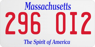 MA license plate 296OI2