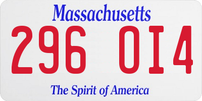MA license plate 296OI4