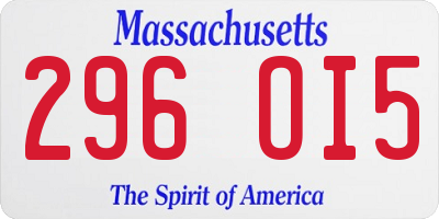 MA license plate 296OI5
