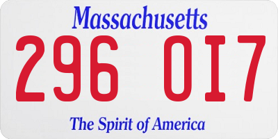 MA license plate 296OI7