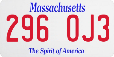 MA license plate 296OJ3
