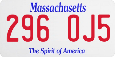 MA license plate 296OJ5