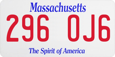 MA license plate 296OJ6