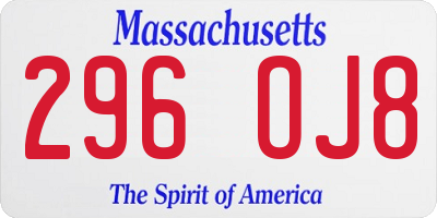 MA license plate 296OJ8