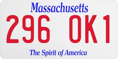 MA license plate 296OK1