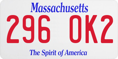 MA license plate 296OK2