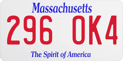 MA license plate 296OK4