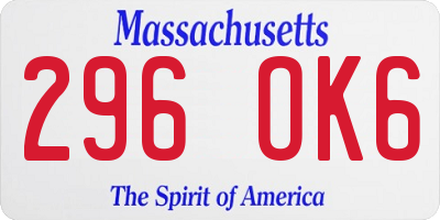 MA license plate 296OK6