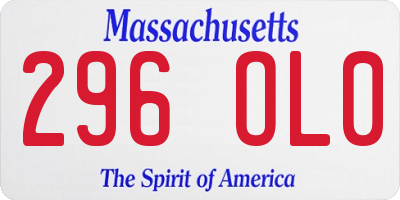 MA license plate 296OL0