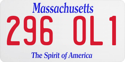 MA license plate 296OL1