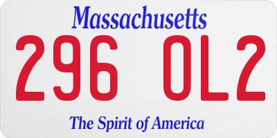 MA license plate 296OL2