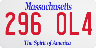 MA license plate 296OL4