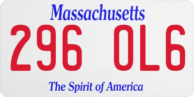 MA license plate 296OL6