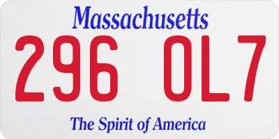 MA license plate 296OL7