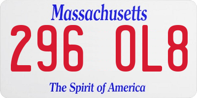 MA license plate 296OL8