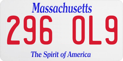 MA license plate 296OL9
