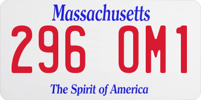 MA license plate 296OM1