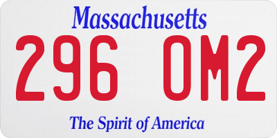 MA license plate 296OM2