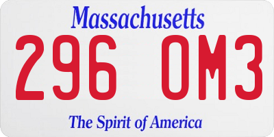 MA license plate 296OM3