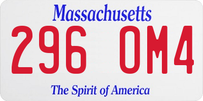 MA license plate 296OM4