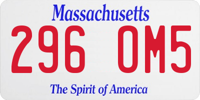 MA license plate 296OM5