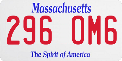 MA license plate 296OM6